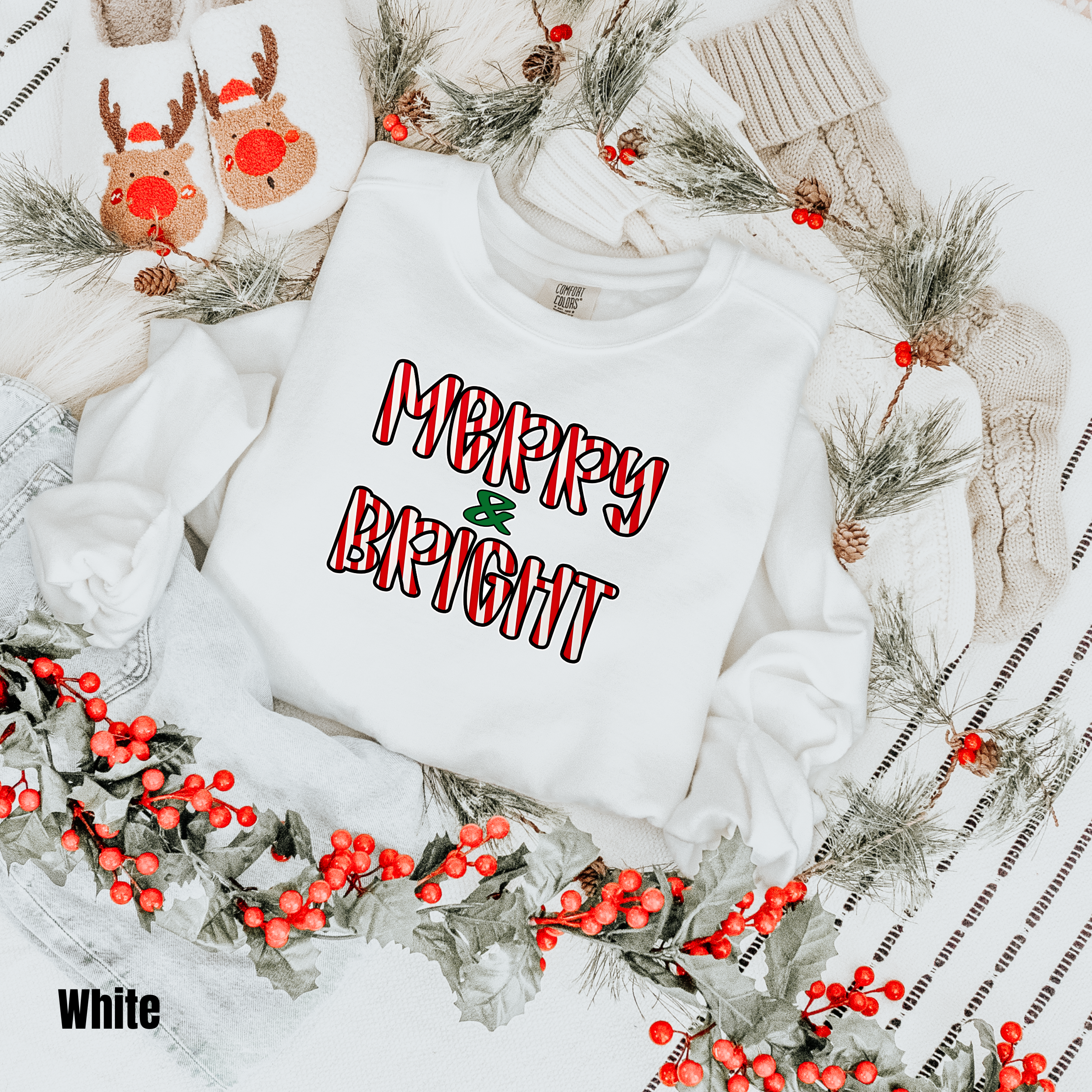 Merry Christmas  #5 Comfort Colors Sweatshirt Merry & Bright