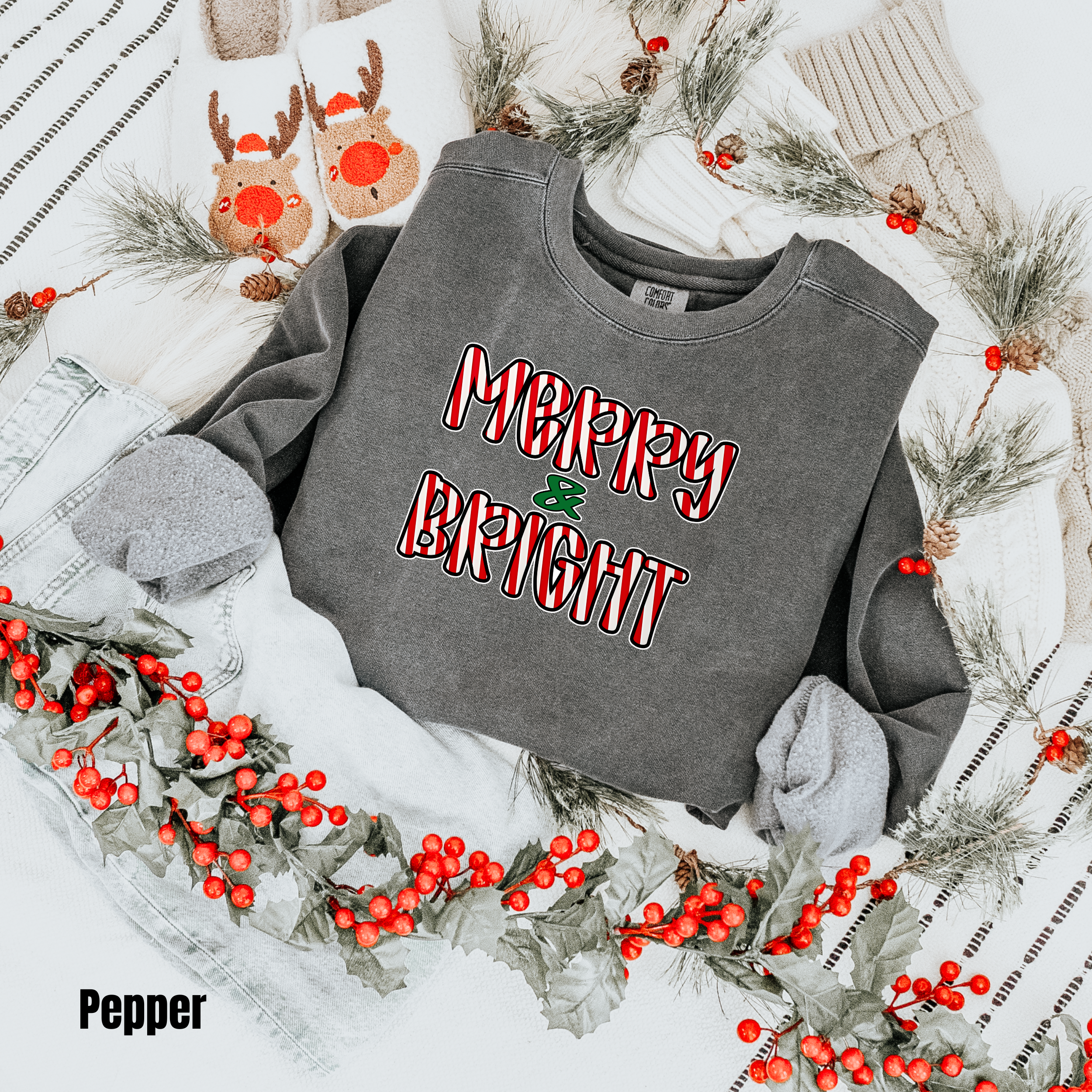 Merry Christmas  #5 Comfort Colors Sweatshirt Merry & Bright