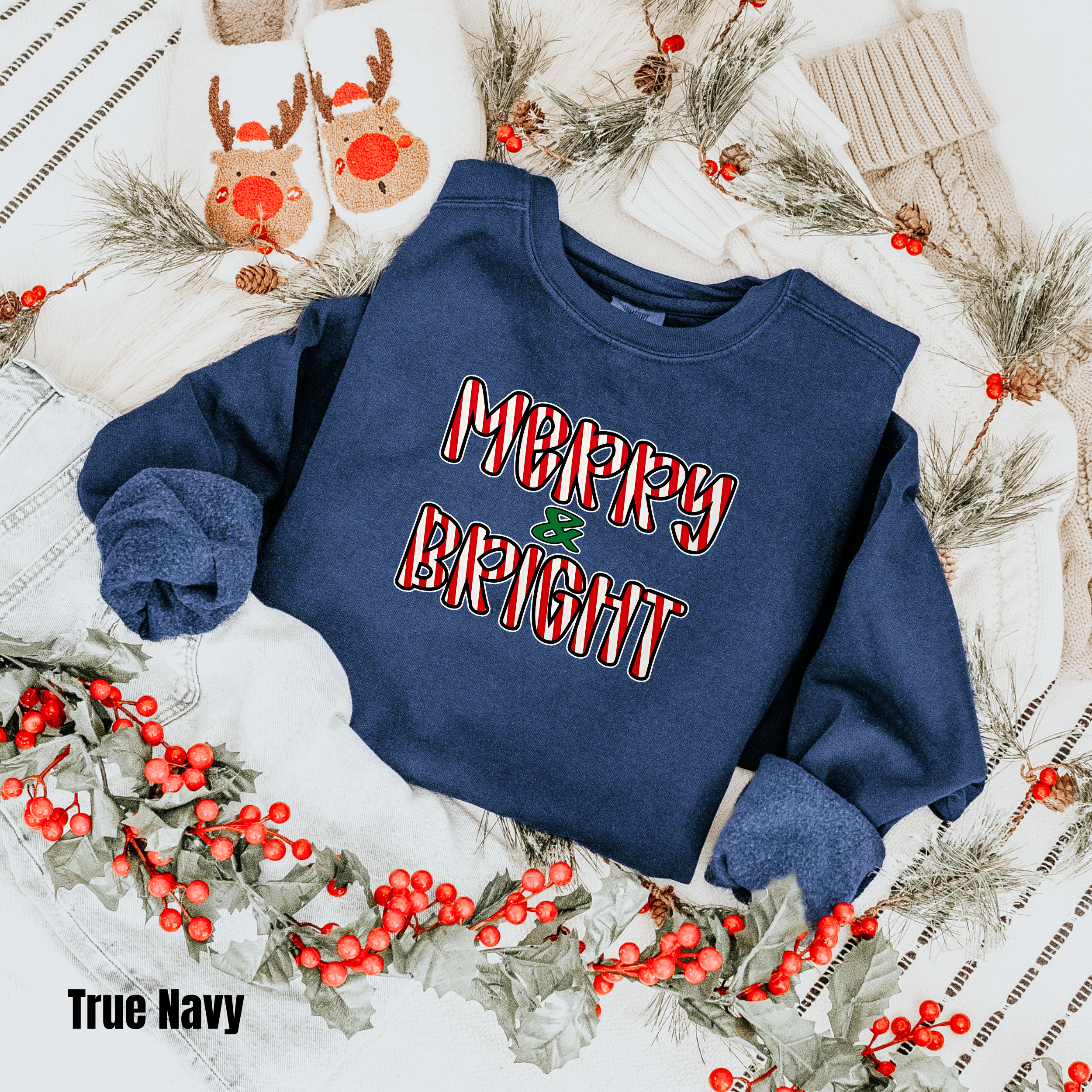 Merry Christmas  #5 Comfort Colors Sweatshirt Merry & Bright