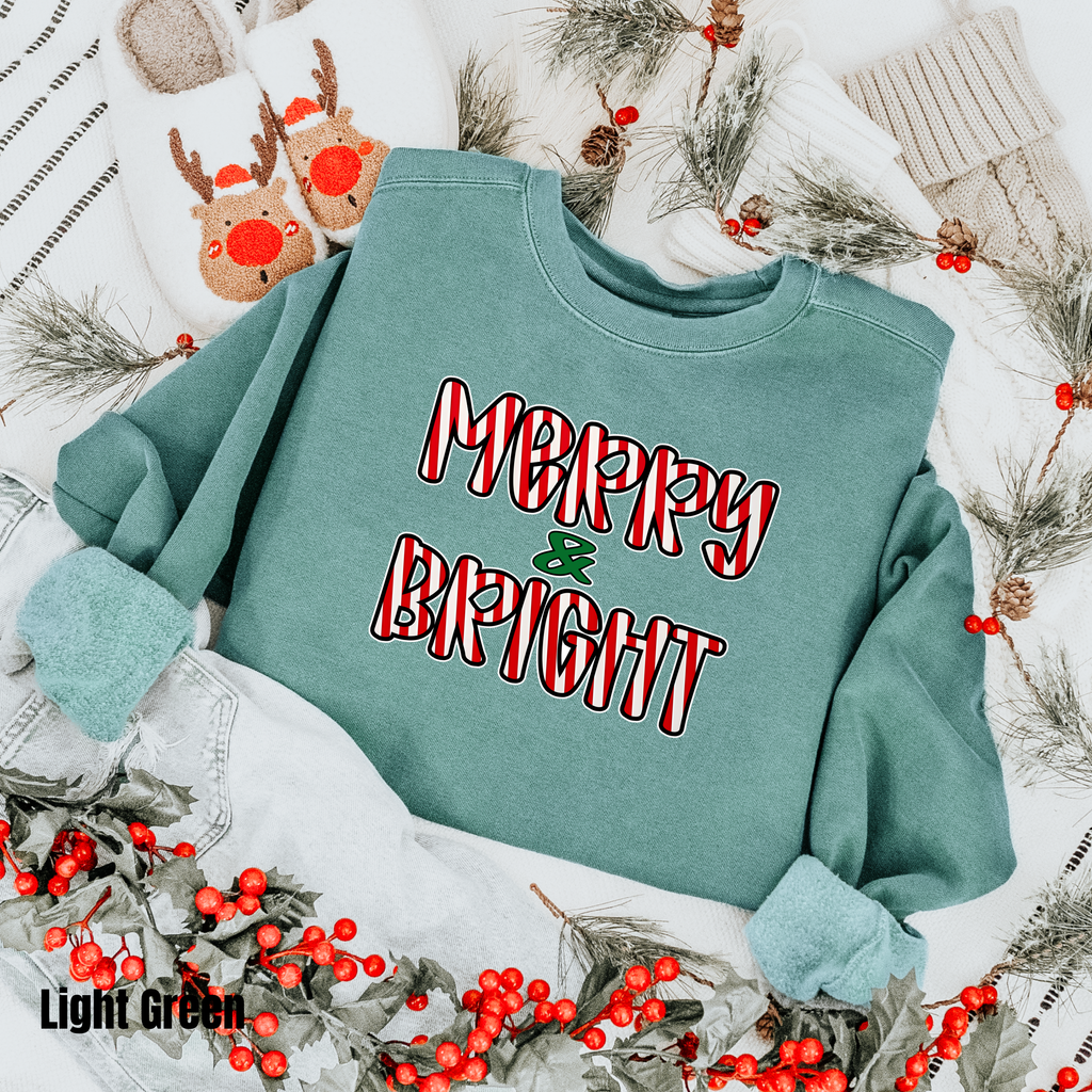 Merry Christmas  #5 Comfort Colors Sweatshirt Merry & Bright