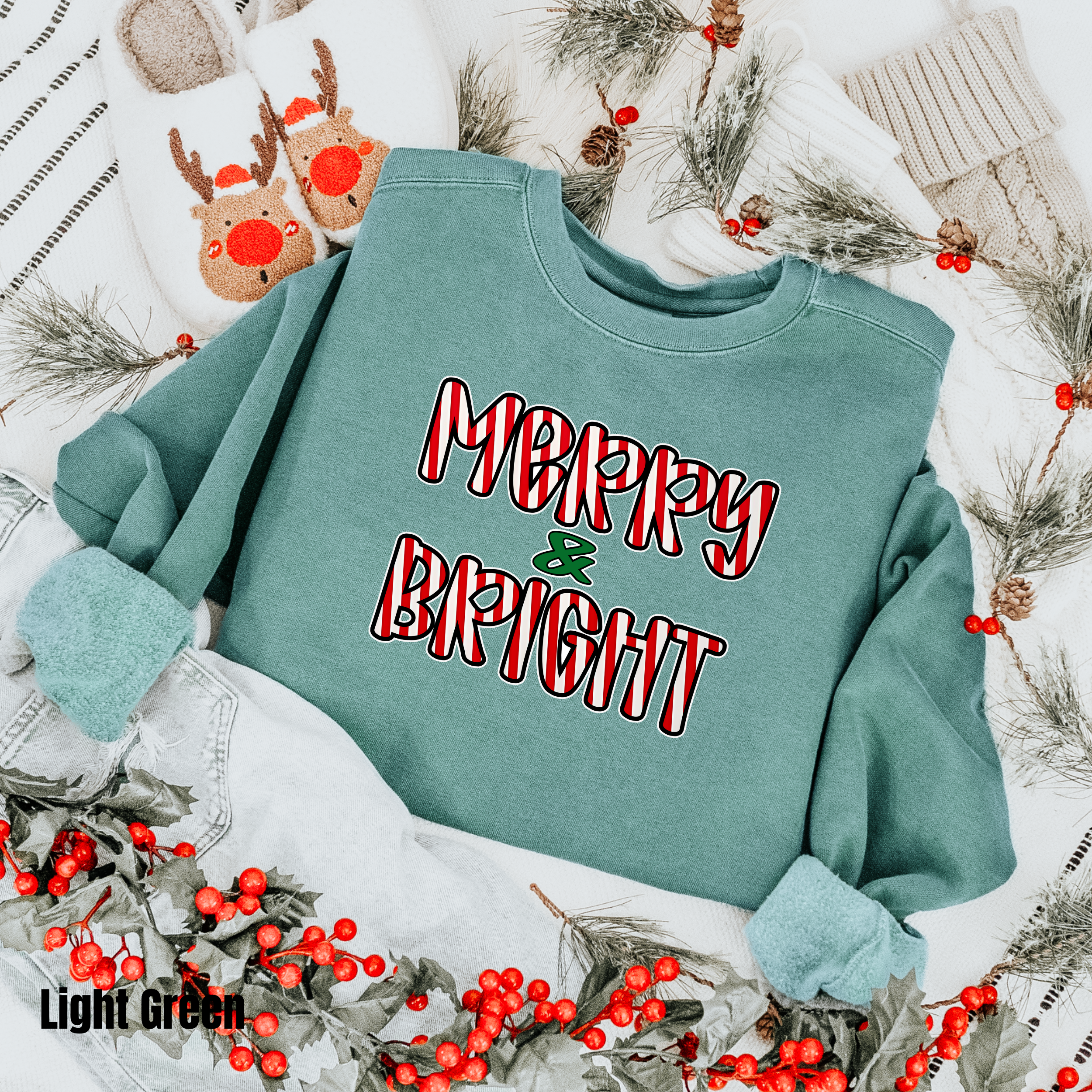 Merry Christmas  #5 Comfort Colors Sweatshirt Merry & Bright
