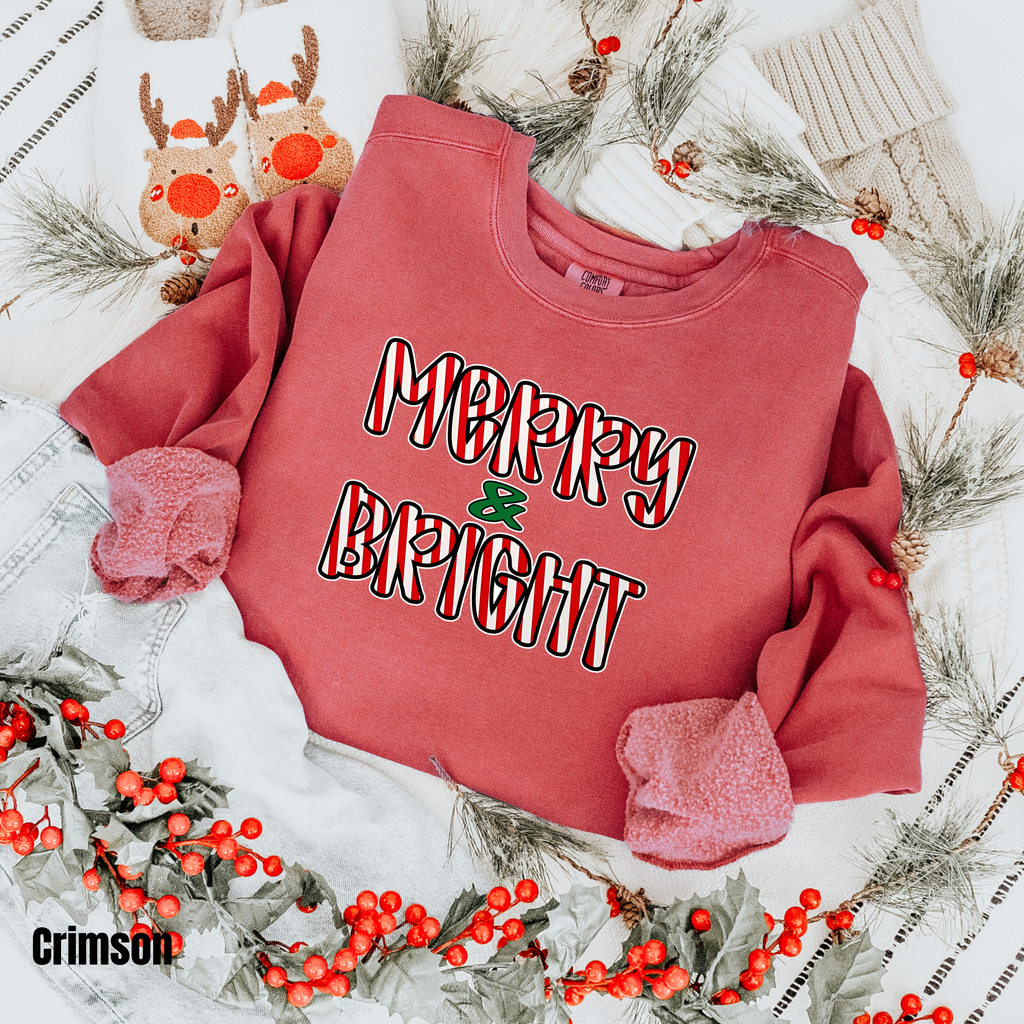 Merry Christmas  #5 Comfort Colors Sweatshirt Merry & Bright