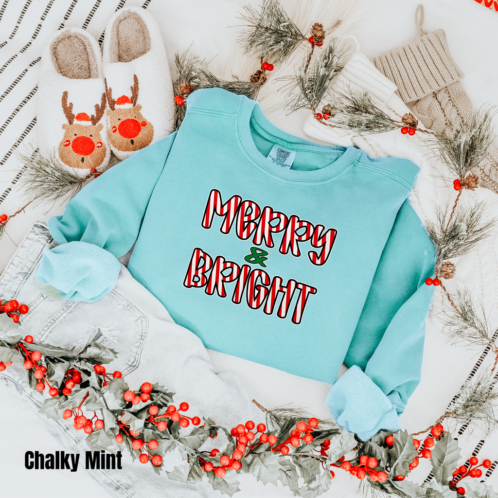 Merry Christmas  #5 Comfort Colors Sweatshirt Merry & Bright