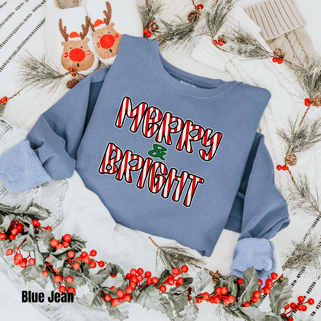 Merry Christmas  #5 Comfort Colors Sweatshirt Merry & Bright