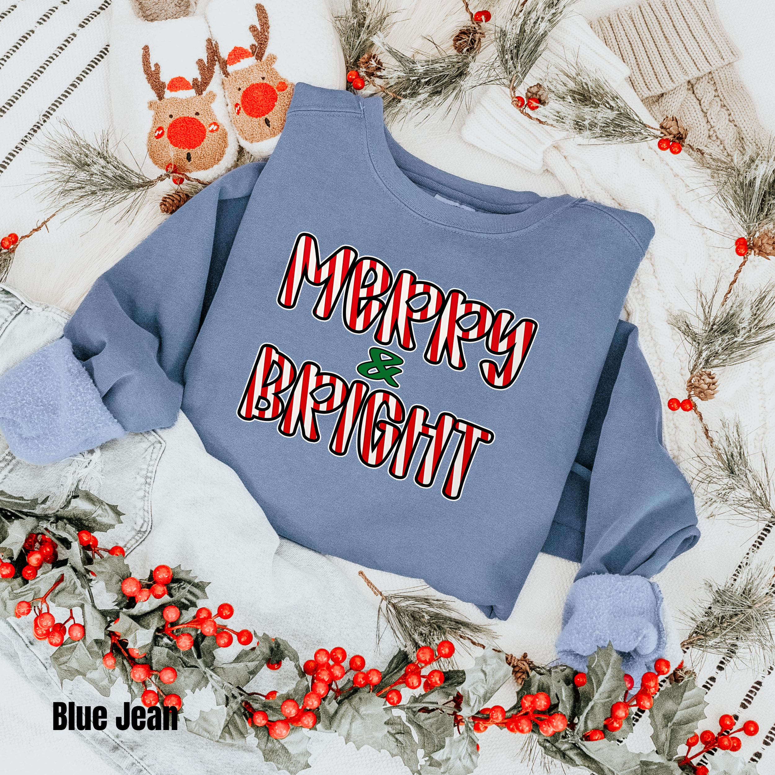 Merry Christmas  #5 Comfort Colors Sweatshirt Merry & Bright